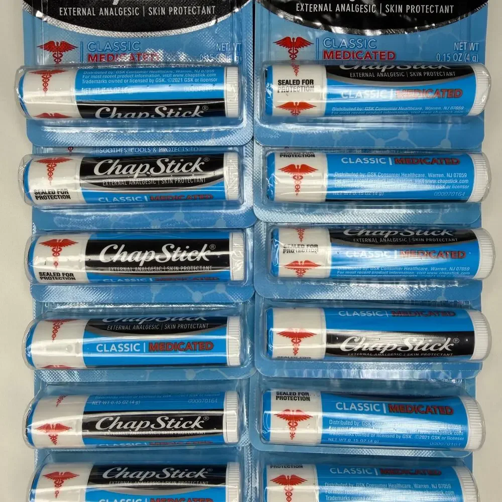 SET OF 12 — ChapStick Classic Medicated Lip Balm & Skin Protectant Tube — 0.15oz
